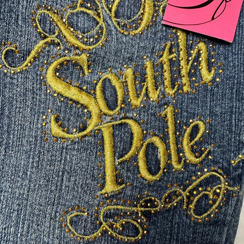 South Pole Youth Girls 10 Jean Blue Capri Pants Vintage Y2K 90s Denim Logo‎